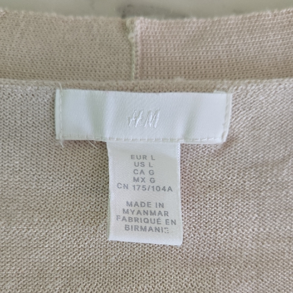 H&M Sleeveless Beige Knit Maxi Dress Duster – Button-Down Minimalist Chic Large - Picture 7 of 8